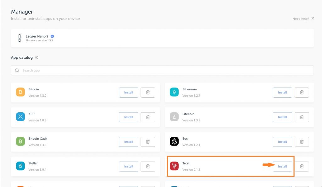 Using Ledger Nano S as Tron Wallet